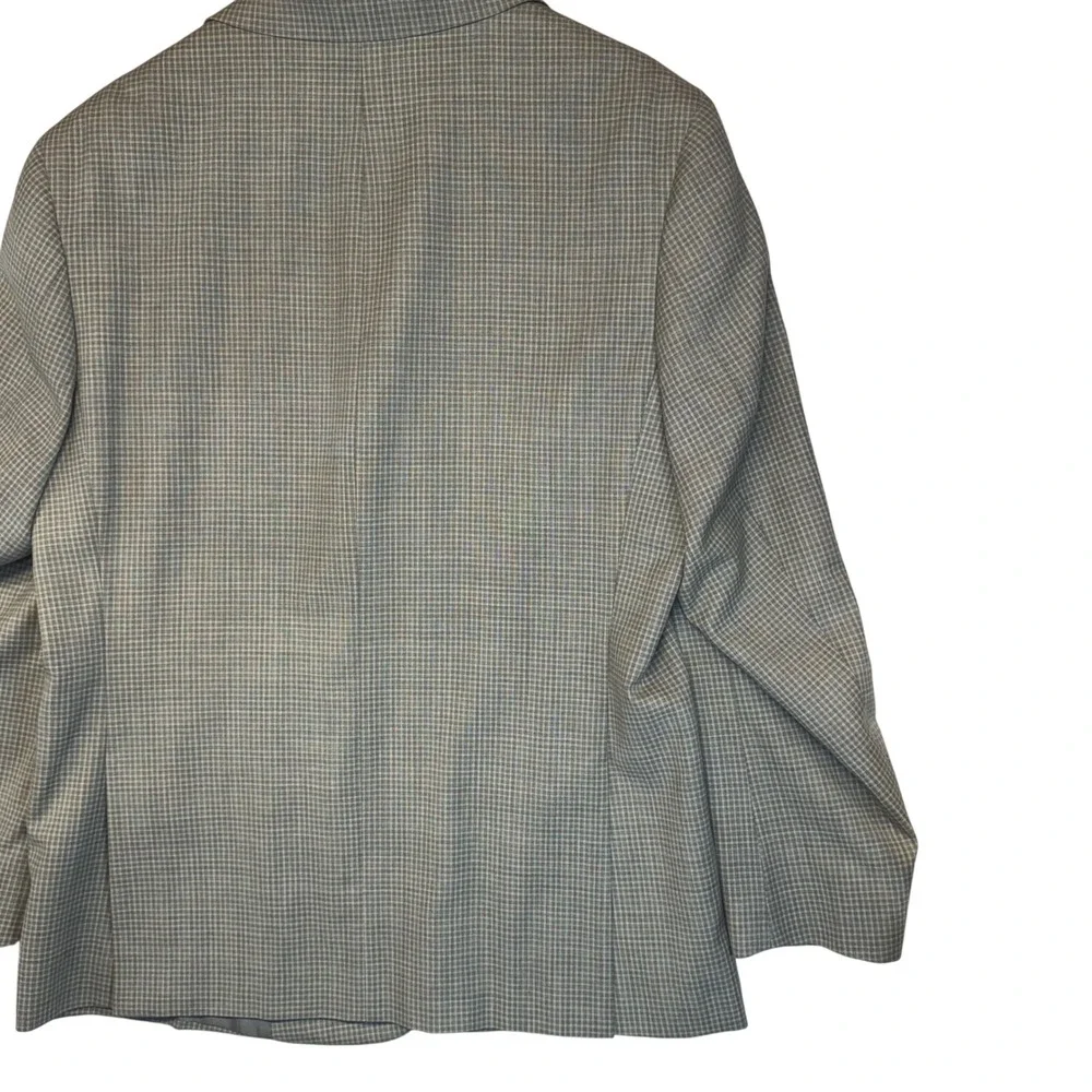 PRONTOMODA‎ Blazer Jacket Tan Plaid 100% Lambs Wool Classic Sophisticated 44R